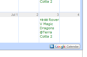Rovers Football on Google Calendar